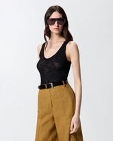 Geripptes Tanktop mit Logo - | Pinko