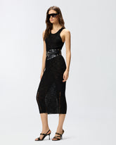 Eng anliegendes Midikleid mit Rippenmuster und Rissen - | Pinko