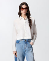 Cropped-Bluse mit geraffter Rückseite - Weiß | Pinko