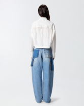 Cropped-Bluse mit geraffter Rückseite - Weiß | Pinko