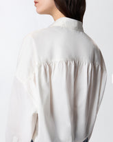 Cropped-Bluse mit geraffter Rückseite - Weiß | Pinko