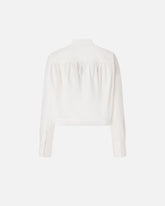 Cropped-Bluse mit geraffter Rückseite - Weiß | Pinko