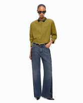 Cropped check shirt with jewel collar - Multicolor Yellow-Black | Pinko