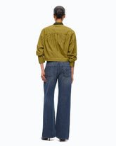 Cropped check shirt with jewel collar - | Pinko