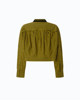 Cropped check shirt with jewel collar - Multicolor Yellow-Black | Pinko