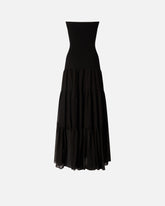 Langes Kleid mit geripptem Oberteil und Volantrock - | Pinko