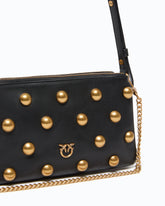 Umhängetasche Mini Double Bag aus Leder mit Maxi-Nieten - Schwarz | Pinko