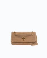 Love Bag Click Soft Horizontal medium crossbody bag in crocodile-print leather - Beige | Pinko