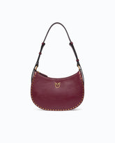 Mini Half Moon shoulder bag in new biker leather with mini studs - | Pinko