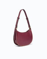 Mini Half Moon shoulder bag in new biker leather with mini studs - | Pinko
