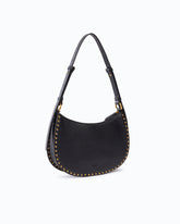 Schultertasche Mini Half Moon aus New-Biker-Leder mit Mini-Nieten - Schwarz | Pinko