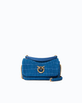 Mini Love Bag Click Soft Horizontal crossbody bag in crocodile-print leather - Dark Blue | Pinko