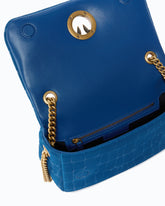 Mini Love Bag Click Soft Horizontal crossbody bag in crocodile-print leather - Dark Blue | Pinko