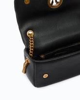 Mini Love Bag Click Soft Horizontal crossbody bag in full-grain leather - Black | Pinko