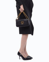 Mini Love Bag Click Soft Horizontal crossbody bag in full-grain leather - Black | Pinko