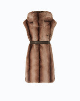 Long faux fur vest with belt - | Pinko