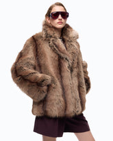 Fur-effect pea coat - | Pinko