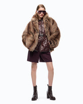 Fur-effect pea coat - | Pinko