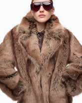 Fur-effect pea coat - | Pinko