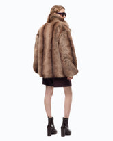 Fur-effect pea coat - | Pinko