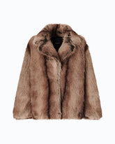Fur-effect pea coat - | Pinko