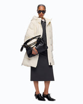 Long quilted down jacket with hood - | Pinko