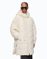 Long quilted down jacket with hood - | Pinko