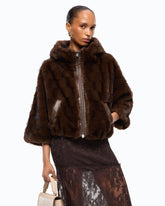 Blouson-Jacke mit Pelz-Effekt und Kapuze - | Pinko