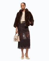 Blouson-Jacke mit Pelz-Effekt und Kapuze - | Pinko