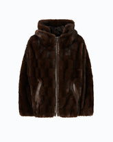 Blouson-Jacke mit Pelz-Effekt und Kapuze - | Pinko