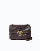 Love Bag Puff medium crossbody bag in quilted nappa leather with jewel buckle - Brown | Pinko
