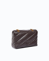 Love Bag Puff medium crossbody bag in quilted nappa leather with jewel buckle - Brown | Pinko