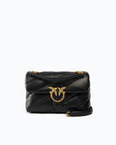 Love Bag Puff medium crossbody bag in quilted nappa leather with jewel buckle - Black | Pinko