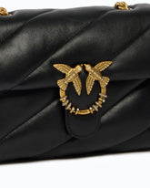 Love Bag Puff medium crossbody bag in quilted nappa leather with jewel buckle - Black | Pinko