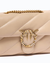 Umhängetasche Mini Love Bag Puff aus gestepptem Nappaleder mit Schmuckschnalle - Beige | Pinko