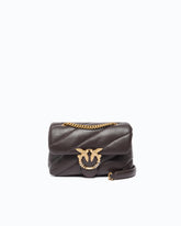 Umhängetasche Mini Love Bag Puff aus gestepptem Nappaleder mit Schmuckschnalle - Braun | Pinko