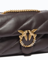 Umhängetasche Mini Love Bag Puff aus gestepptem Nappaleder mit Schmuckschnalle - Braun | Pinko
