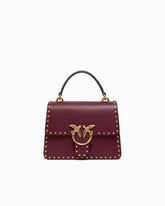 Mini Love Bag One Top Handle Light handbag in leather with mini studs - | Pinko
