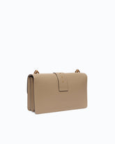 Love Bag One medium crossbody bag in leather with jewel buckle - Beige | Pinko