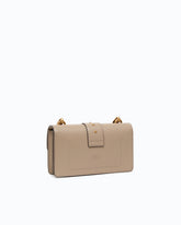 Mini Love Bag One crossbody bag in leather with jewel buckle - Beige | Pinko