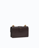 Mini Love Bag One crossbody bag in leather with jewel buckle - Brown | Pinko