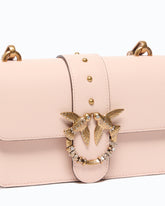 Mini Love Bag One crossbody bag in leather with jewel buckle - Pink | Pinko
