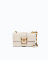 Mini Love Bag One crossbody bag in leather with jewel buckle - White | Pinko