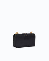 Mini Love Bag One crossbody bag in leather with jewel buckle - Black | Pinko