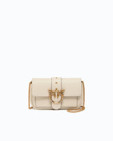 Love Bag Pocket small leather shoulder bag with jewel buckle - White | Pinko