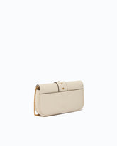 Love Bag Pocket small leather shoulder bag with jewel buckle - White | Pinko