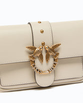 Love Bag Pocket small leather shoulder bag with jewel buckle - White | Pinko