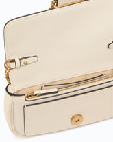 Love Bag Pocket small leather shoulder bag with jewel buckle - White | Pinko