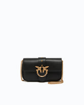 Love Bag Pocket small leather shoulder bag with jewel buckle - Black | Pinko