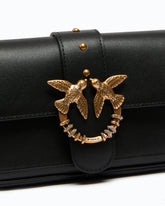 Love Bag Pocket small leather shoulder bag with jewel buckle - Black | Pinko